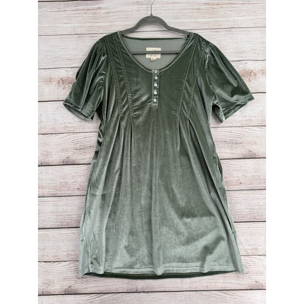 Evy's Tree The Anna Velvet Button Front Dress Womens XL Green‎